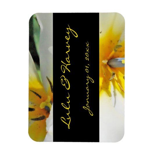 Binnenin White Lilies Personal Wedding Magneet (Verticaal)