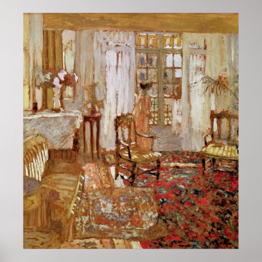 Binnenkant met een vrouw in geel vooraan poster (Voorkant)