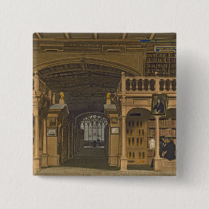 Binnenkant van de bibliotheek van Bodleian, afbeel Vierkante Button 5,1 Cm