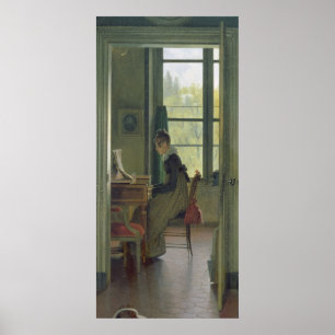 Binnenkant van een Dining Room, detail van een vro Poster