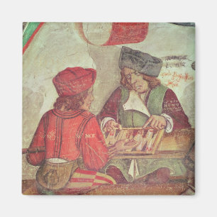 Binnenkant van een Inn, detail van backgammon spel Magneet