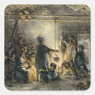 Binnenkant van een kolenmijnenhoed vierkante sticker