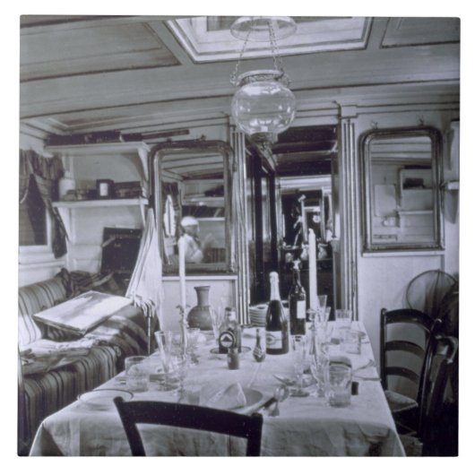 Binnenkant van een Nijlboot (foto van B&w) Tegeltje (Voorkant)