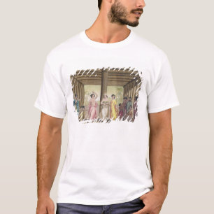 Binnenkant van een Tahitiaans huis met dansende me T-shirt