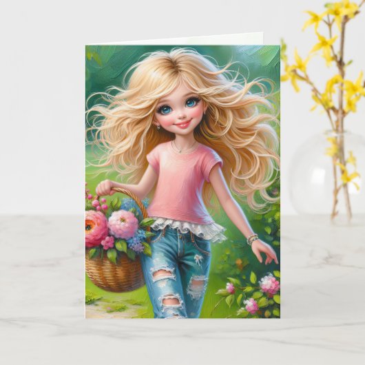 Binnenkind Verjaardag Kaart (Gele Bloem)