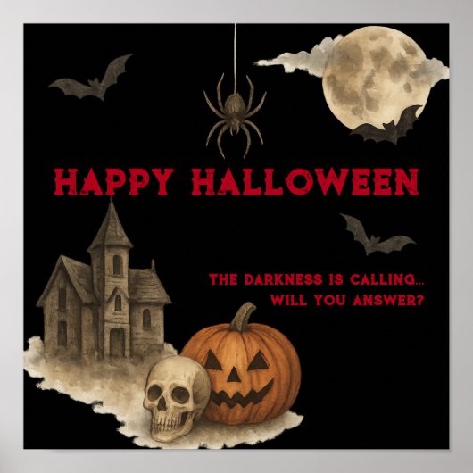Binnenkomen Als Je Durft - Griezeld Huis Halloween Poster (Voorkant)