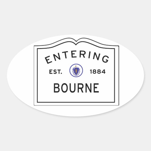 Binnenkomen van de stad Bourne MA Sign Ovale Sticker (Voorkant)