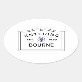 Binnenkomen van de stad Bourne MA Sign Ovale Sticker