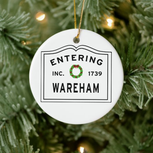 Binnenkomst Massachusetts Town Wareham Keramisch Ornament (Boom)
