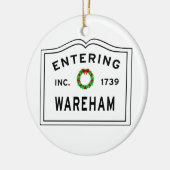 Binnenkomst Massachusetts Town Wareham Keramisch Ornament (Links)