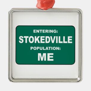 Binnenkomst Stokedville Bevolking Ik Metalen Ornament