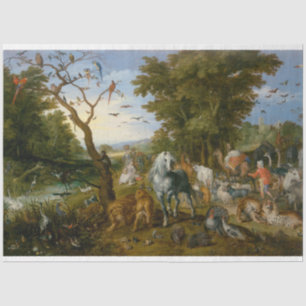 Binnenkomst van de dieren in de ark van Noah (Brue Tissuepapier