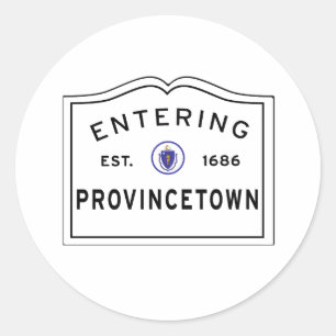 Binnenkomst van Provincetown MA Town Sign Ronde Sticker