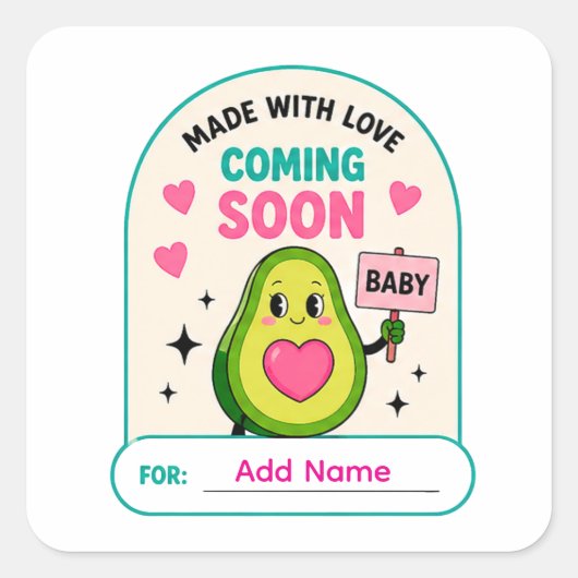 🥑 Binnenkort Baby Borrel Naam Sticker 🥑 (Voorkant)