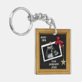 Binnenkort Baby Ultrasound Christmas Peg Board Sleutelhanger (Voorkant Links)