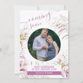 Binnenkort beschikbaar Foto: elegante roze vulling Aankondiging (Voorkant)