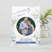 Binnenkort beschikbaar Foto van Elegant Blue Folia Aankondiging (Staand voorkant)