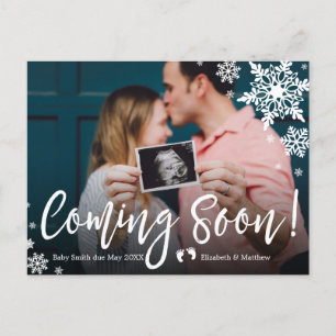 Binnenkort beschikbaar Foto Zwangerschap Aankondig Aankondigingskaart