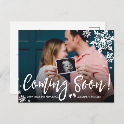 Binnenkort beschikbaar Foto Zwangerschap Aankondig Aankondigingskaart (Voorkant / Achterkant)