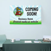 Binnenkort beschikbaar Zakelijke aankondiging Logo Spandoek (Beurs)