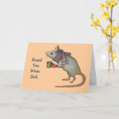 Binnenkort beter: Muis met sjaal: FreeHand Art Kaart (Gele Bloem)