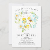 Binnenkort bij Bee Familie van 3 Baby shower Invit Kaart (Voorkant)