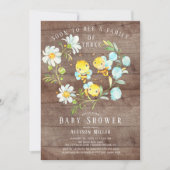 Binnenkort bij Bee Familie van 3 Baby shower Invit Kaart (Voorkant)