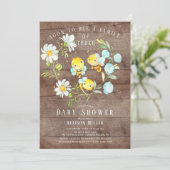 Binnenkort bij Bee Familie van 3 Baby shower Invit Kaart (Staand voorkant)