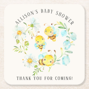 Binnenkort bijenfamilie van 3 Baby shower bij bije Kartonnen Onderzetters