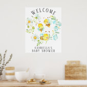 Binnenkort bijenfamilie van 3 Baby shower Poster b (Keuken)