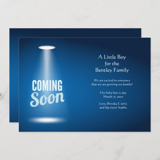 Binnenkort Boy zwangerschapsaankondiging Aankondiging (Voorkant / Achterkant)