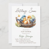 Binnenkort broedende kleine vogelnestjes lente bab kaart (Voorkant)