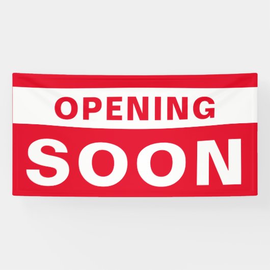 Binnenkort Business Red White — Groot openluchttek Spandoek (Horizontaal)