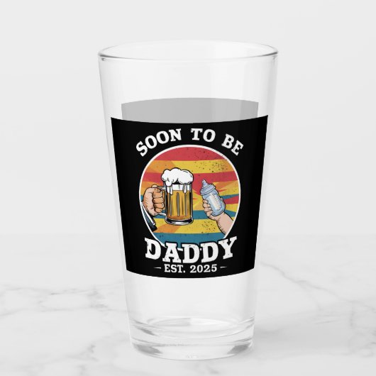 Binnenkort Daddy 2025 Eerste keer Daddy 2025 Retro Glas (Voorkant)