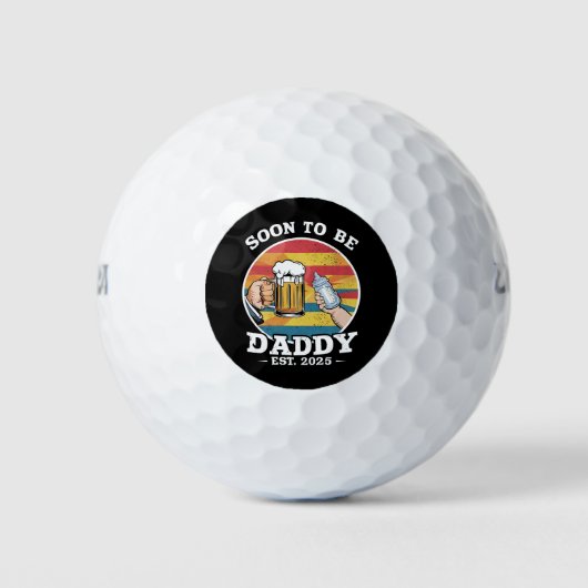 Binnenkort Daddy 2025 Eerste keer Daddy 2025 Retro Golfballen (Voorkant)