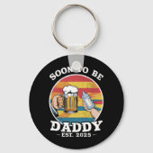 Binnenkort Daddy 2025 Eerste keer Daddy 2025 Retro Sleutelhanger (Voorkant)