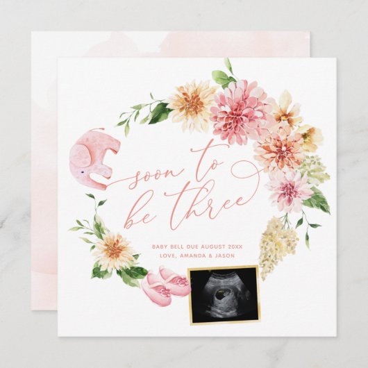 Binnenkort drie ultrasone zwangerschappen onthulle aankondiging (Voorkant / Achterkant)