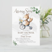 Binnenkort een baby shower met een kleine vossenfi kaart (Staand voorkant)