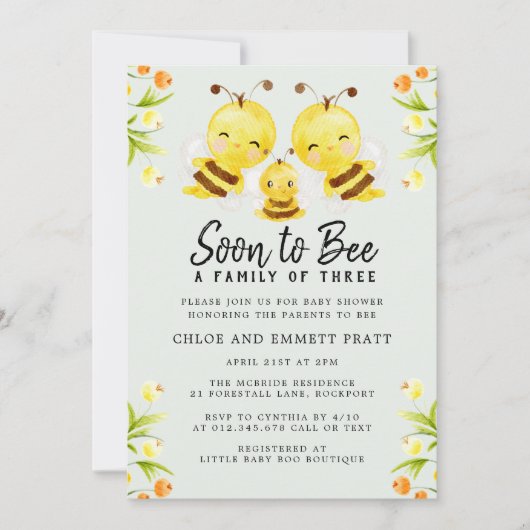 Binnenkort een familie van drie Baby shower worden Kaart (Voorkant)