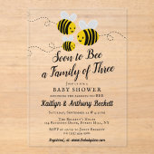 Binnenkort een gezin van drie | BABY SHOWER Acryl Uitnodigingen (Voorkant)