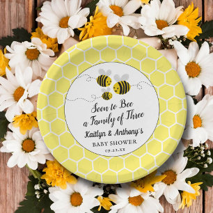 Binnenkort een gezin van drie   BABY SHOWER Papieren Bordje