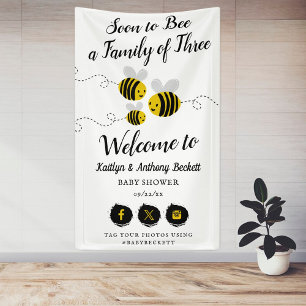 Binnenkort een gezin van drie Baby Shower Spandoek