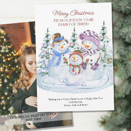 Binnenkort familie van 3 Merry Snowmen Zwangerscha Aankondiging