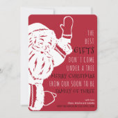 Binnenkort familie van drie kerstmannen feestdagenkaart (Voorkant)