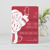 Binnenkort familie van drie kerstmannen feestdagenkaart (Staand voorkant)