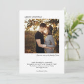 Binnenkort familie van drie minimale foto zwangers aankondiging (Staand voorkant)