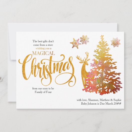 Binnenkort familie van vier kerstbomen. feestdagenkaart (Voorkant)