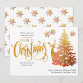 Binnenkort familie van vier kerstbomen. feestdagenkaart (Voorkant / Achterkant)