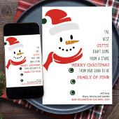 Binnenkort familie van vier Snowman-zwangerschap Feestdagenkaart