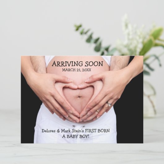 Binnenkort foto Zwangerschap Aankondiging (Staand voorkant)